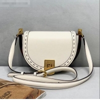 Best Price Fendi Moonlight Leather Round Shoulder Bag FD0320 White 2021