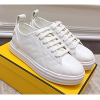 Best Product Fendi Rise FF Leather Sneakers 033195 White