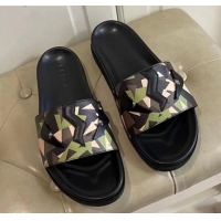 Classic Practical Fendi Men's Famouflage Flat Slide Sandals 040850 01 2021