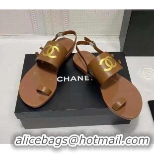 Top Grade New Chanel Goatskin Sandals G36885 Brown