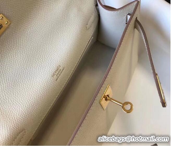 New Style Hermes Kelly 22cm Handle Bag Epsom Leather KL22 Cream