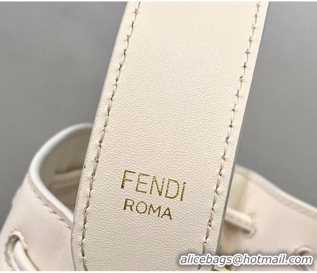 Top Grade Fendi Mon Tresor Mini Bucket Bag in FD2216 White Leather and Mesh 2021