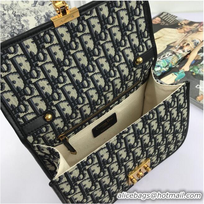 Affordable Price Dior Oblique Canvas Chain Shoulder Flap Bag S2013 Navy Blue