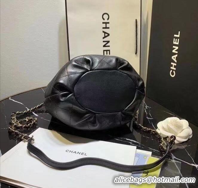 Top Design CHANEL Calfskin Small Backpack AS1615 Black Gold