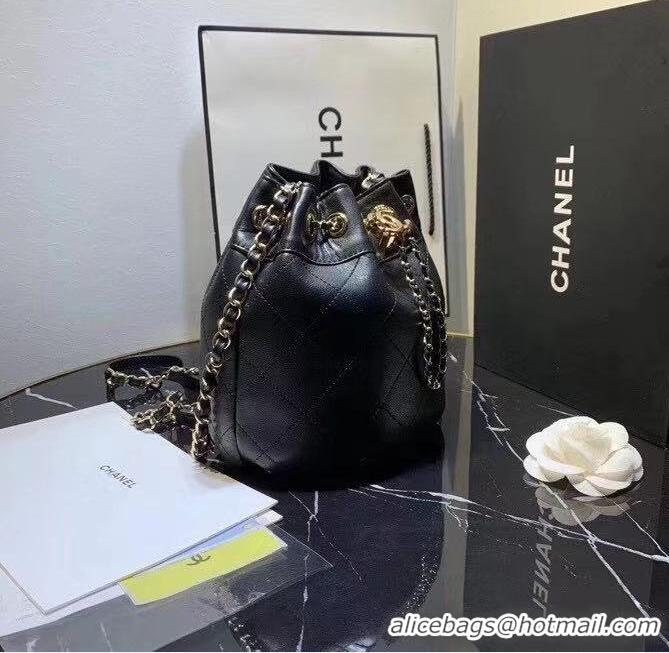 Top Design CHANEL Calfskin Small Backpack AS1615 Black Gold
