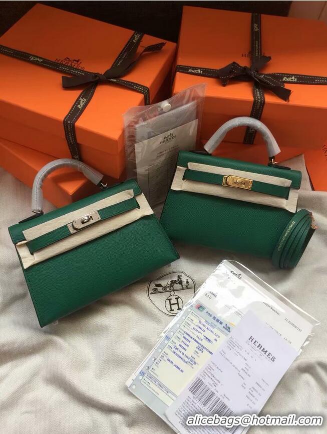 Low Cost Hermes Kelly 19cm Shoulder Bags Epsom Leather KL19 Green
