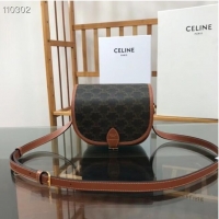 Cheapest Celine TRIOMPHE SHOULDER BAG IN TRIOMPHE CANVAS AND CALFKSIN 191502 black