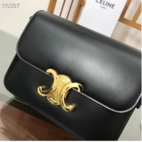 Hot Style Celine TEEN TRIOMPHE BAG IN SHINY CALFSKIN MINERAL 188423 black