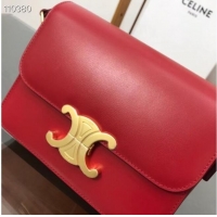 Discount Celine TEEN TRIOMPHE BAG IN SHINY CALFSKIN MINERAL 188423 red