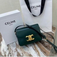 Super Quality Celine TEEN TRIOMPHE BAG IN SHINY CALFSKIN MINERAL 188423 blackish green