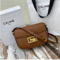 Top Design Celine TEEN TRIOMPHE BAG IN SHINY CALFSKIN MINERAL 195302 Brown