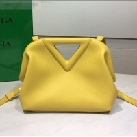 Most Popular Bottega Veneta Calfskin Small Point Top Handle Bag BV2349 Bright Yellow 2021