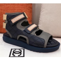 Low Cost Chanel Goatskin High-top Strap Flat Sandals G37231 Black 2021