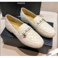 Perfect Chanel Lambskin Loafers G37312 White 2021
