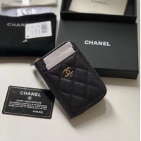 Top Grade Chanel card holder Calfskin AP1650 Black