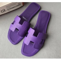 Purchase Hermes Oran H Flat Slipper Sandals in Togo Grainy Calfskin 040384 Purple 2021