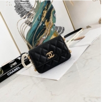Popular Style Chanel flap coin purse with chain 81085 Black