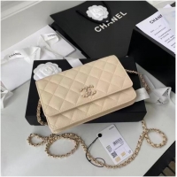 Best Price CHANEL mini wallet on chain AP2136 Apricot