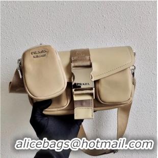 Cheapest Prada Pocket nylon and brushed leather bag 1BD295 Biscuits