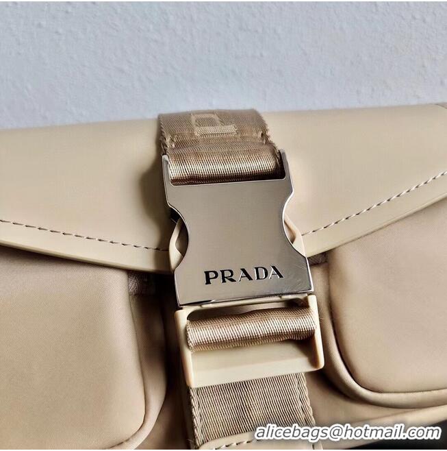 Cheapest Prada Pocket nylon and brushed leather bag 1BD295 Biscuits