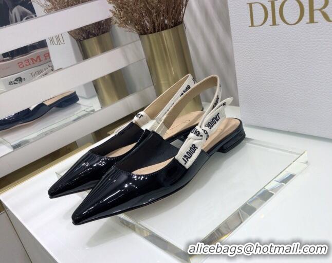 Top Quality Dior J'Adior Slingback Ballerinas Flats in Patent Calfskin 601908 Black 2021