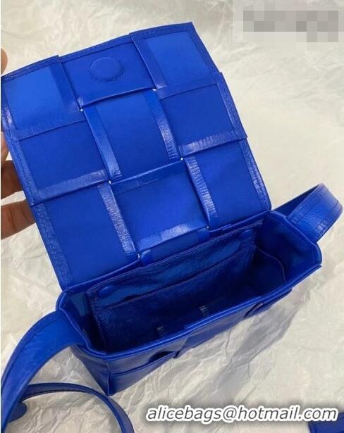Best Price Bottega Veneta Mini Cassette Bag in Woven Shiny Calfskin Cobalt BV2168 Blue 2021