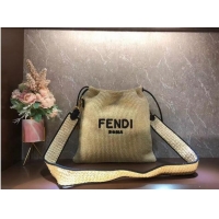 New Fashion FENDI PACK SMALL POUCH Braided straw small-bag F1529 Brown