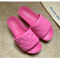 Classic Hot Louis Vuitton Jumbo Monogram Leather Flatform Slide Sandals 031024 Pink 2021