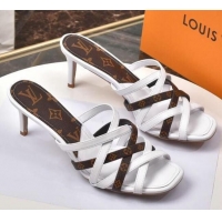 Cute Louis Vuitton Revival Strap Heel Slide Sandals 6.5cm 033097 White 2021