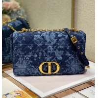 Top Design LARGE DIOR CARO BAG Blue Dior Flowers Cannage Denim M9243UJ