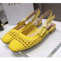 Perfect Dior x Moi Slingback Ballerinas Flats in Yellow Cannage Embroidered Mesh 042713