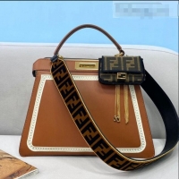 Promotional Fendi Peekaboo ISeeU Medium Bag in Embroidered FD0313 Brown Leather 2021
