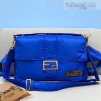 Well Crafted Fendi Men's Baguette Nylon Large Bag FD0322 Blue 2021