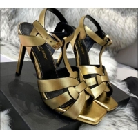 Low Cost Saint Laurent Metallic Calfskin High-Heel Sandals 10cm 042977 Gold