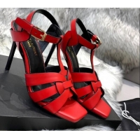 Best Quality Saint Laurent Calfskin High-Heel Sandals 10cm 042977 Red