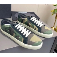 Perfect Saint Laurent Camouflage Sneakers 061229 Green 2021