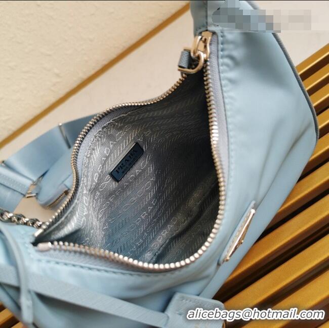 Shop Grade Prada Re-Edition 2005 Nylon Shoulder Bag 1BH204 Light Blue 2021