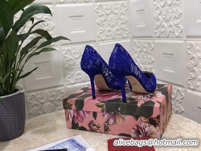 New Design Dolce&Gabbana DG Lace High- Heel Pumps 10.5cm 033175 Blue 2021