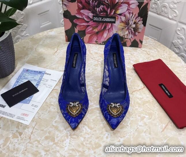 New Design Dolce&Gabbana DG Lace High- Heel Pumps 10.5cm 033175 Blue 2021