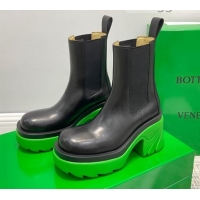 Luxury Bottega Veneta Flash Calfskin Short Boots 9.5cm 070638 Black/Grass Green 2021