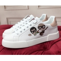 Good Product Dolce & Gabbana PORTOFINO Sneakers In Calfskin With Patch White/Guitar 061628