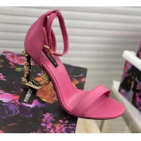 Top Quality Dolce&Gabbana Calfskin Sandals with DG Heel 10.5cm Dark Pink/Gold 2021