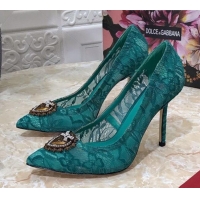 Cute Dolce&Gabbana DG Lace High- Heel Pumps 10.5cm 033175 Green 2021