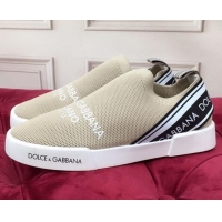 Best Luxury Dolce&Gabbana DG Knit Slip-on Sneakers 060530 Beige 2021