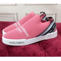 Discount Dolce&Gabbana DG Knit Slip-on Sneakers 060527 Light Pink 2021
