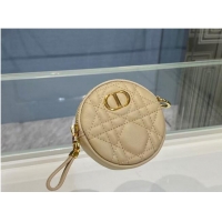 Grade Product DETACHABLE DIOR CARO ROUND COIN PURSE S5035U Beige