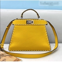 Promotional Fendi Small Peekaboo ISeeU Bag in Stitching Full Grain Leather FD0201 Yellow 2021