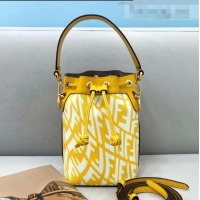 Buy Cheap Fendi Mon Tresor Mini Bucket Bag in FF Vertigo Glazed Canvas FD222 Yellow 2021