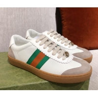  Top Grade Gucci Screener Web Leather Sneakers 051097 White 2021