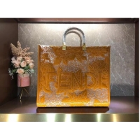 Cheapest FENDI LARGE embroidery bag 8BH386AB yellow